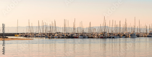 Santa Barbara harbor under sunset photo