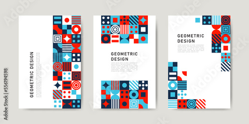 Colorful geometric shape flat design mosaic covers collection