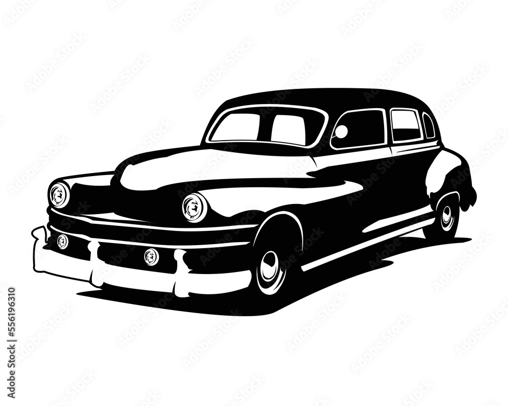 classic car chevy logo silhouette view from isolated white background side. isolated emblem badge concept vector. available eps 10.	
