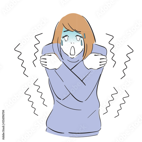 ブルブルと震える若い女性
