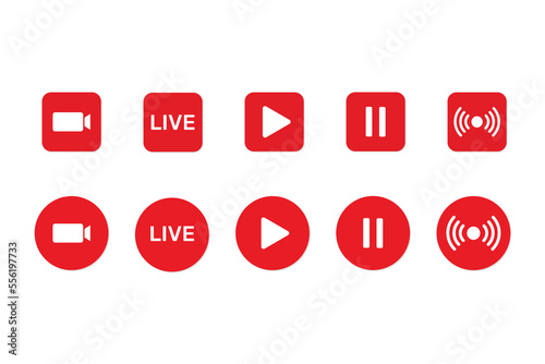 Live streaming icon set vector