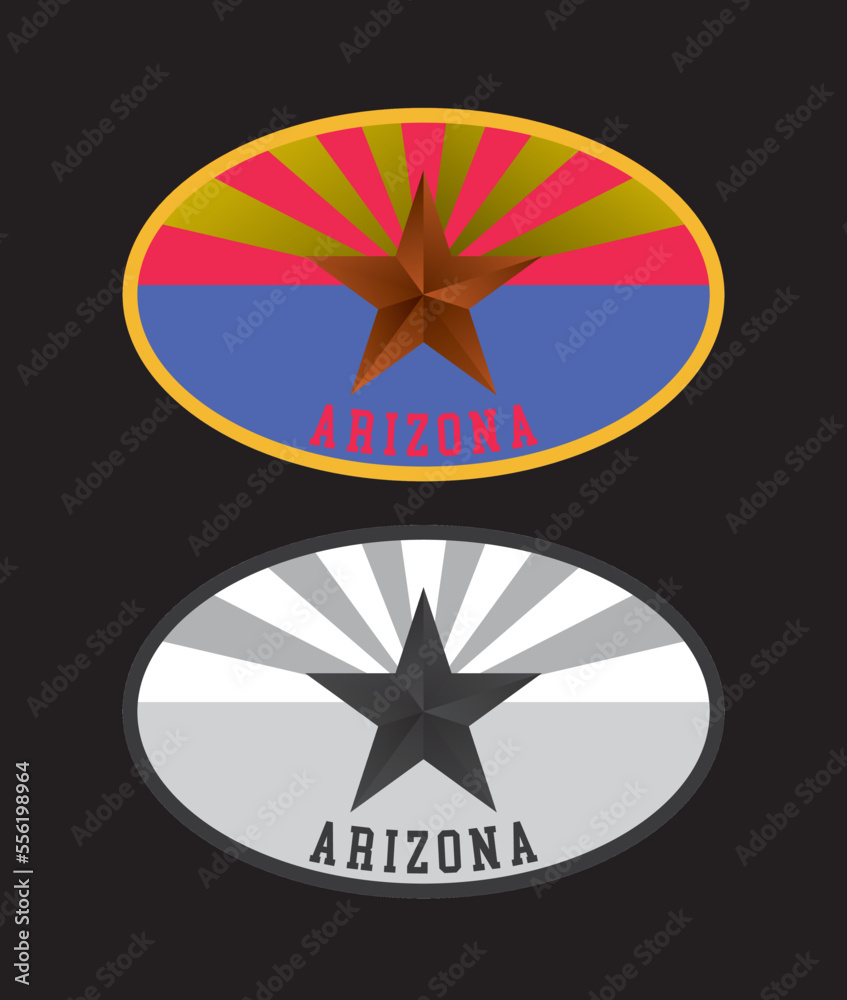 Arizona with state symbol in color and mono tone with oval frame patriot theme homeland background for souvernir coffee mug cap metalbadge billbord vector eps. Arizona with state symbol in color and mono tone with oval frame patriot theme homeland background for souvernir coffee mug cap metalbadge billbord vector eps.
