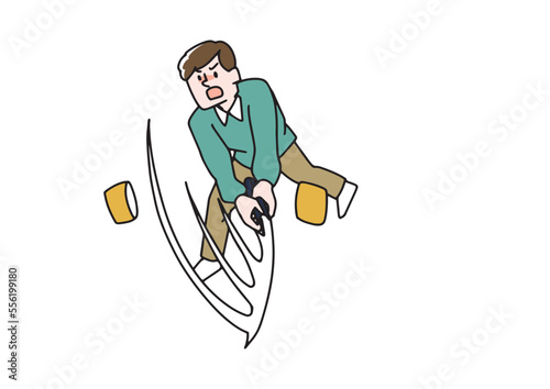 一刀両断している男性のイラスト