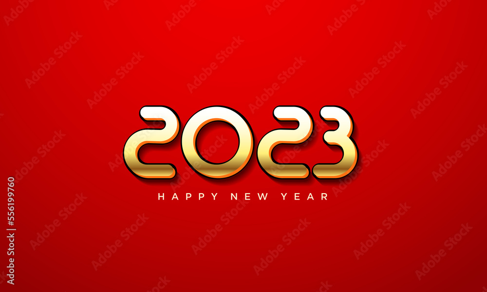 2023 card background with metallic gold 3d numbers