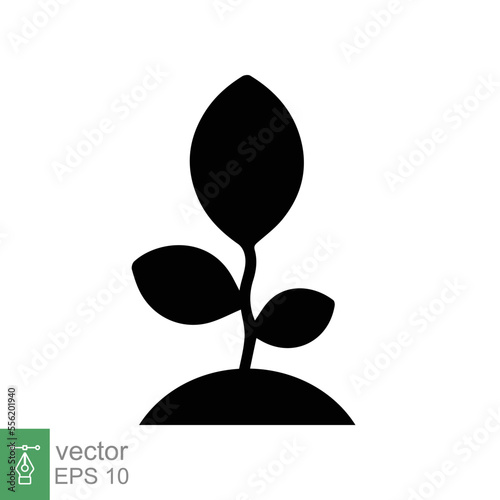 Seedling icon. Simple flat style. Seed, sapling, plant sprout, small tree growth, leaf, eco concept. Solid, glyph symbol. Vector illustration design isolated on white background. EPS 10. © Ysclips