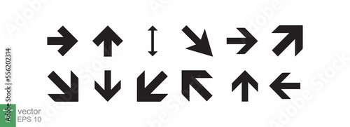 Set of black arrow icons. Collection different arrows sign. Round, direction sign for infographic, left, right, narrow, forward symbol. Vector illustration design isolated on white background EPS 10.