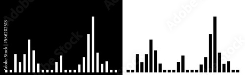 The icon of a digital, sound diagram or wave (track). Image of a spectrogram (sonogram). A symbol of sound, speech (voice) or music. 