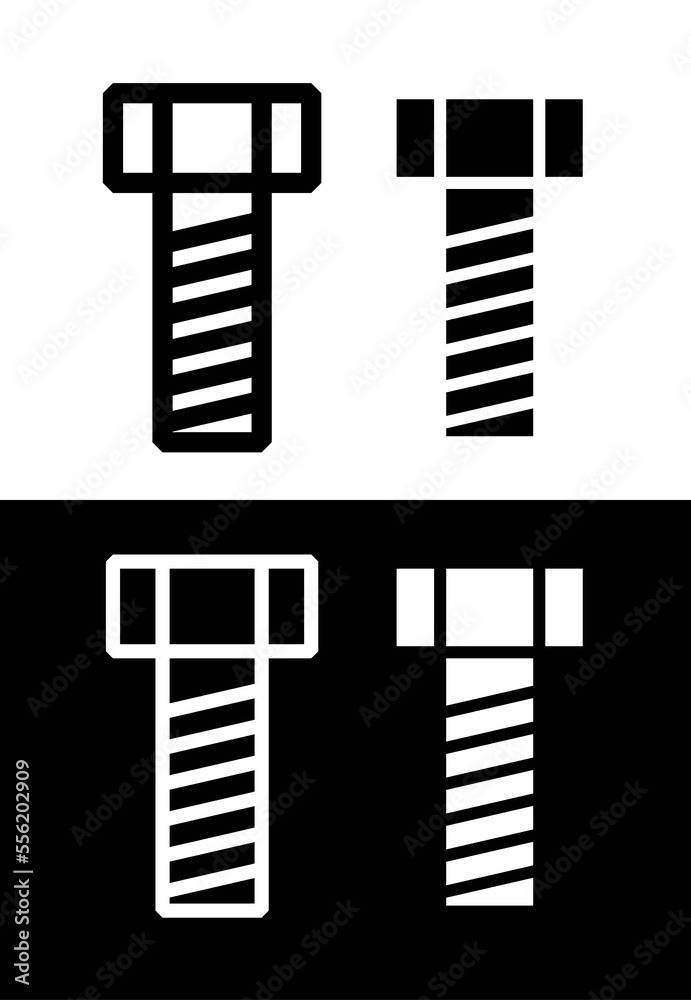Bolt icon. A symbol of fasteners, construction, repair shop or design bureau. A part used in industry, electronics or furniture. Bolt icon. A symbol of fasteners, construction, repair shop or design bureau. A part used in industry, electronics or furniture.