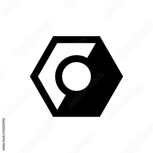 The nut icon. A symbol of fasteners, construction, repair shop or design bureau. A part used in industry, electronics or furniture.