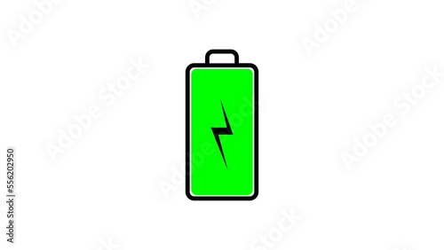4K animated battery charging on white  background