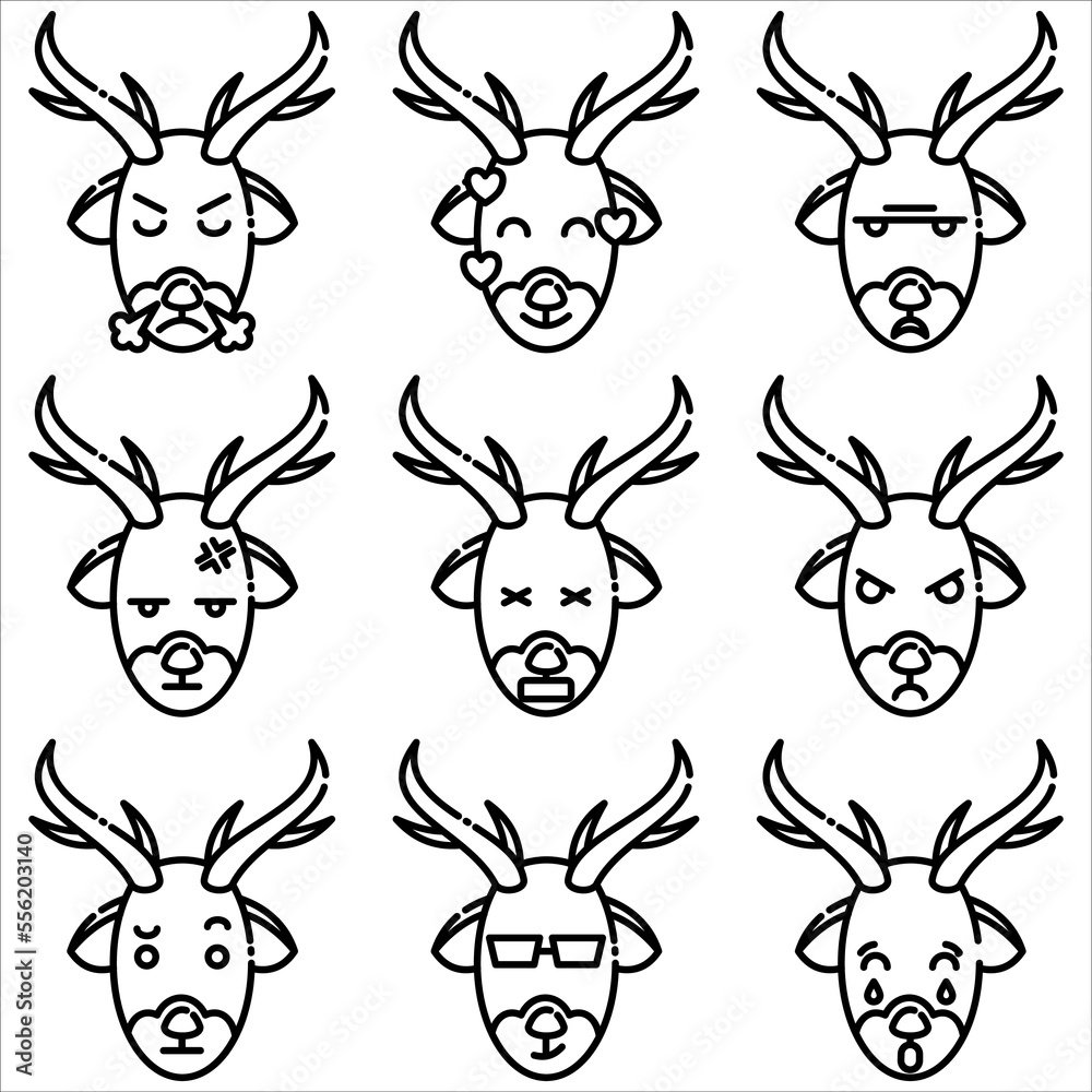 Emoji deer icon outline style part one Emoji deer icon outline style part one