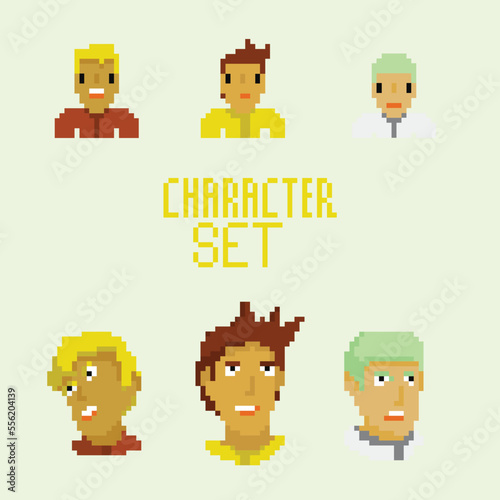 illustration vector graphic of pixel art character set with colorful style good for your project and game. © Ari