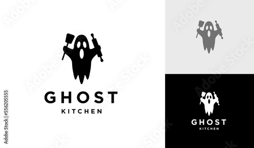 Ghost kitchen logo design vector icon illustration