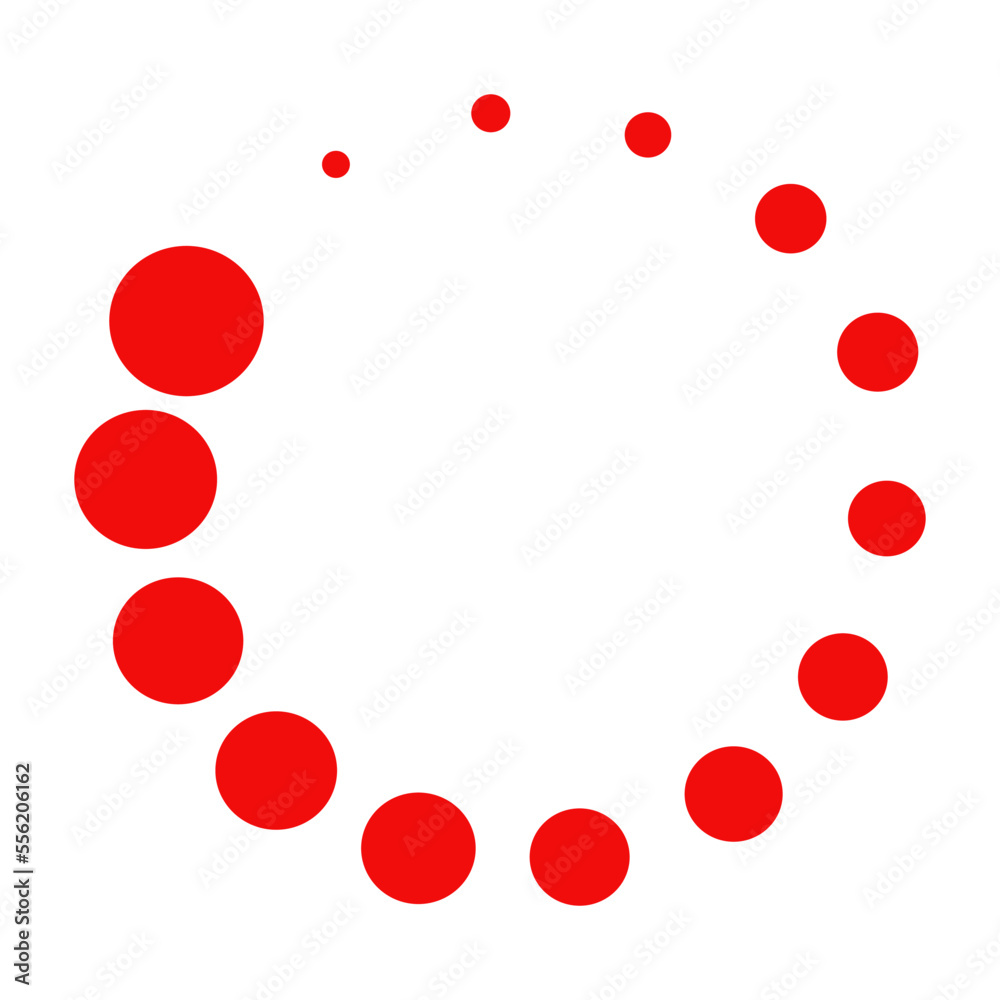 A red Halftone circular dotted frames. Circle dots isolated on the white background. design element. Vector A red Halftone circular dotted frames. Circle dots isolated on the white background. design element. Vector