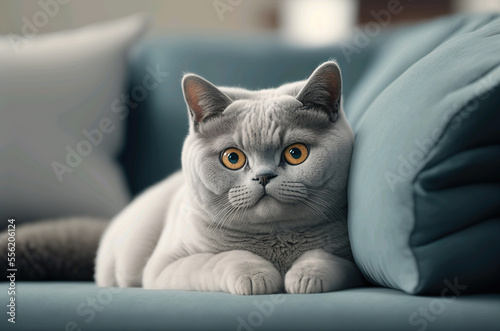 Cat on the couch created with Generative AI technology
