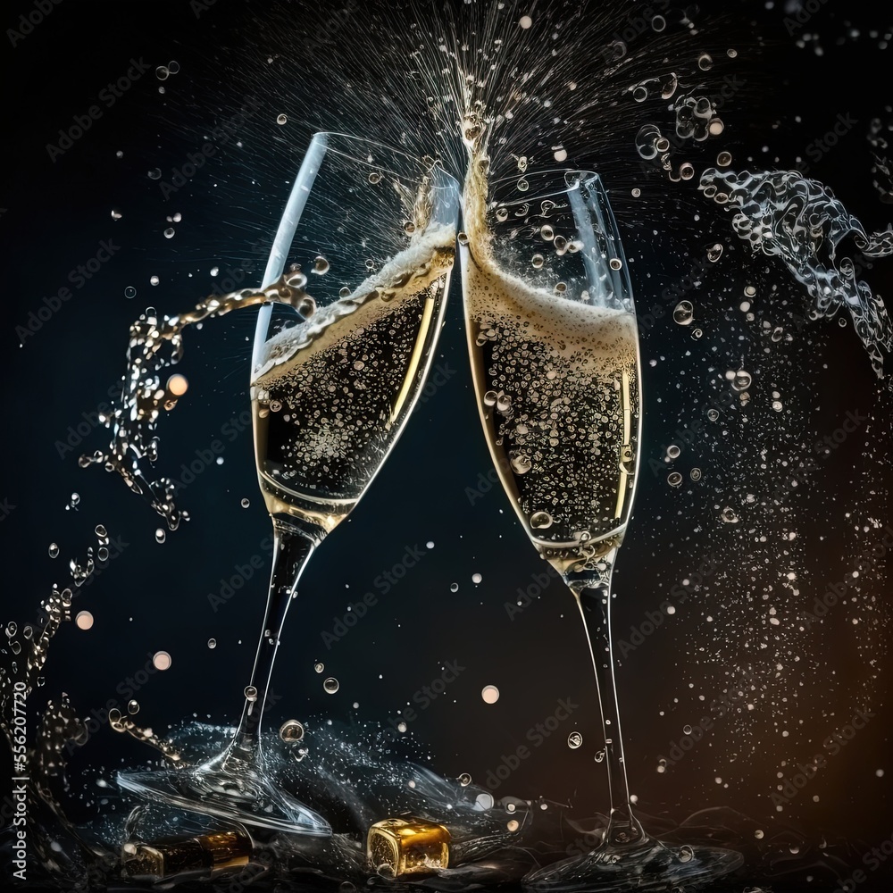 New Year 2023 Card Poster Background Wallpaper Champagne Time for Relax Art  For Print on demand relax with friends Stock Illustration | Adobe Stock