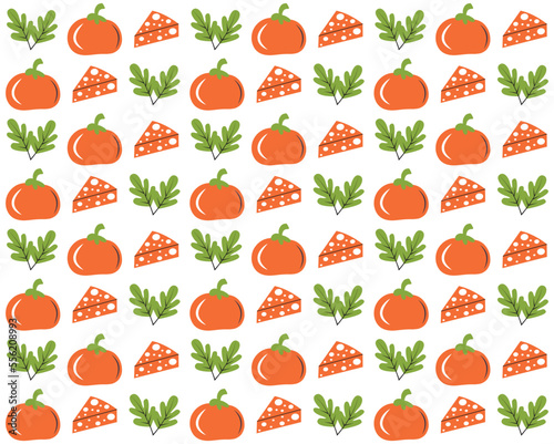Flat organic doodle pattern background. Hand drawn vegetable background. Hand drawn abstract vegetable pattern.