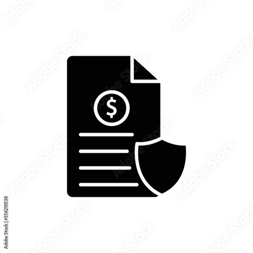 List icon illustration with dollar and shield. Insurance document symbol. glyph icon style. suitable for apps, websites, mobile apps. icon related to finance. Simple vector design editable