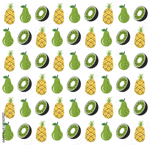 Flat organic doodle pattern background. Hand drawn fruit background. Hand drawn abstract fruit pattern.