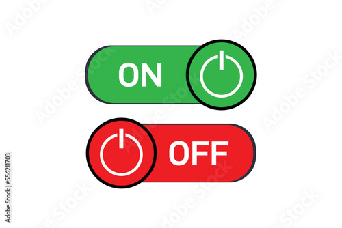 Power On Off red and blue button for vector illustration.