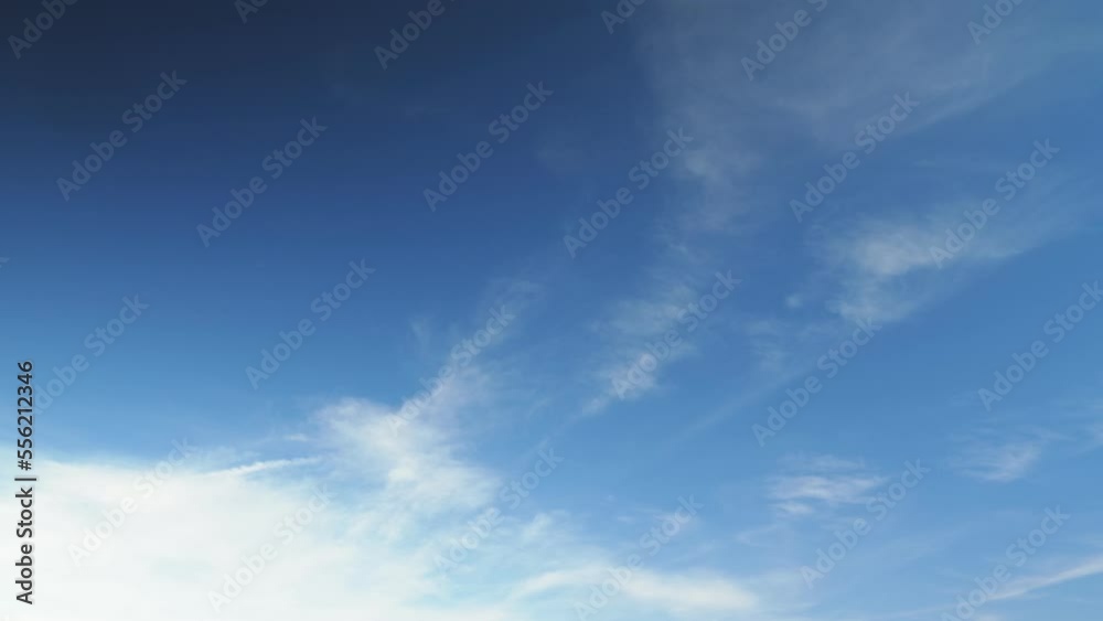 White fluffy clouds moving fast against clear blue sky. Picturesque cloudscape White fluffy clouds moving fast against clear blue sky. Picturesque cloudscape