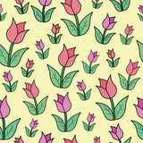 Very beautiful Seamless tulips pattern . Creative floral vintage texture. pattern for wallpaper, background, surface, fabric, print, cover, banner and invitation, Vector illustration