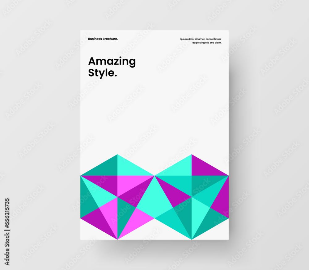 Fototapeta premium Multicolored flyer vector design template. Original mosaic tiles magazine cover concept.