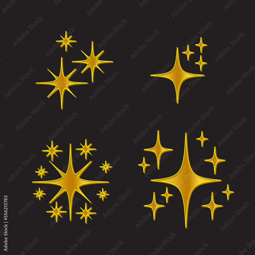Set of Textured Golden Color Shiny Shape Elements. Set of Textured Golden Color Shiny Shape Elements.