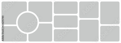 Pictures or photos frame collage. comics page grid layout abstract photo frames and digital photo wall template