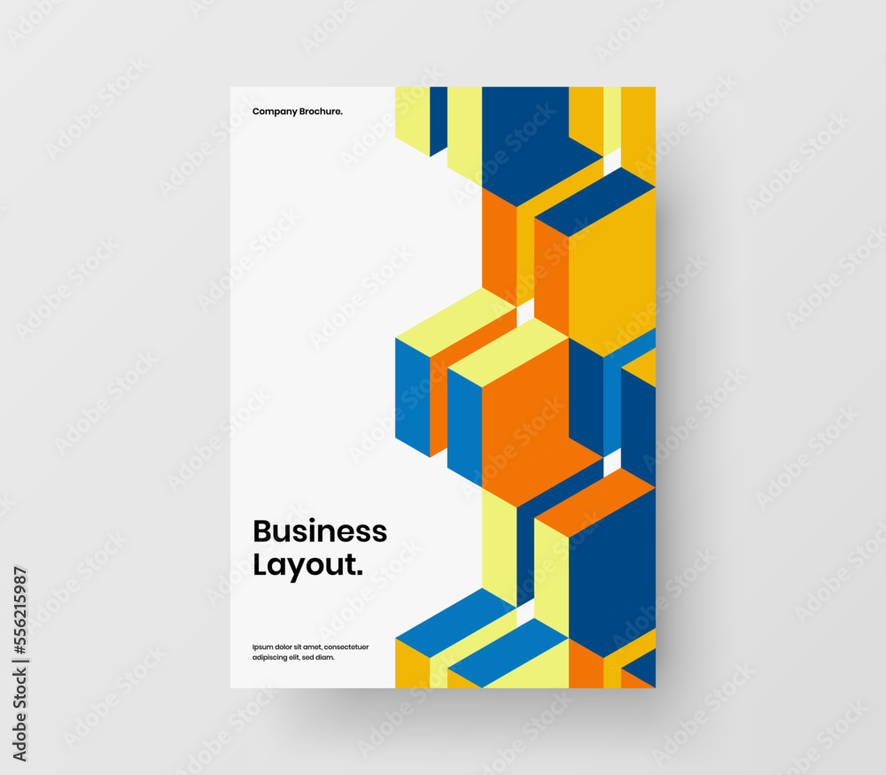 Vivid company brochure A4 vector design concept. Original geometric shapes journal cover illustration. Vivid company brochure A4 vector design concept. Original geometric shapes journal cover illustration.