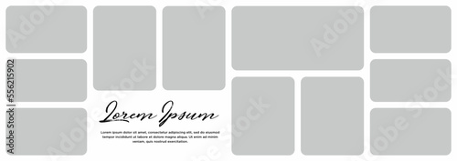 Pictures or photos frame collage. comics page grid layout abstract photo frames and digital photo wall template