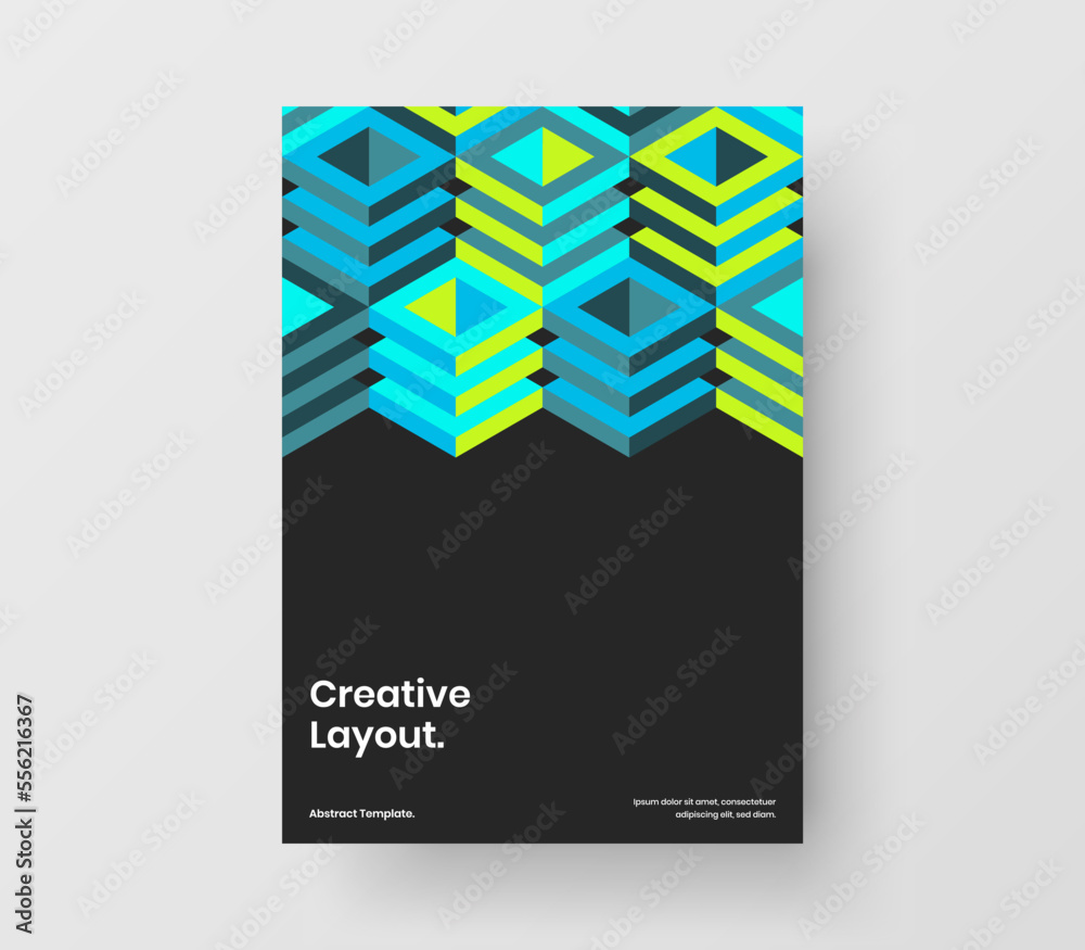 Vivid book cover vector design illustration. Isolated mosaic shapes poster layout.