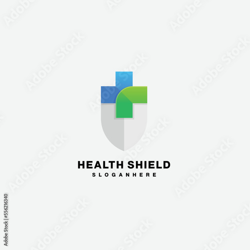 gradient health shield vector logo colorful