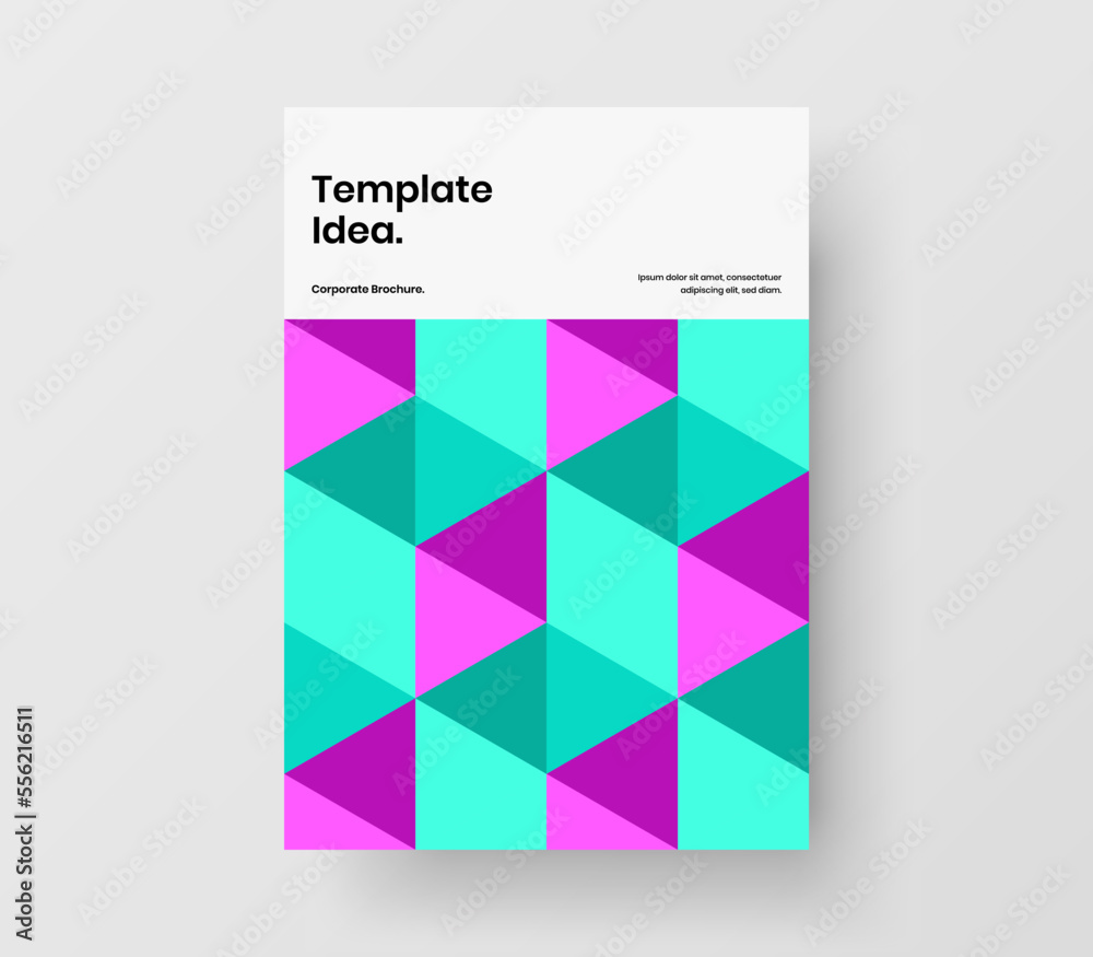 Trendy leaflet vector design template. Abstract geometric shapes poster layout.