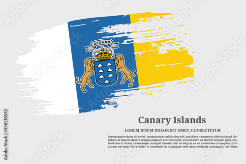 Canary Islands flag grunge brush and poster, vector photo
