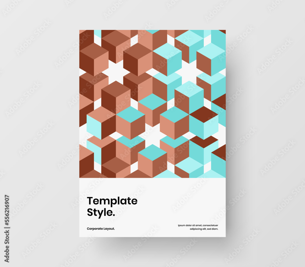Unique cover A4 vector design layout. Original geometric shapes placard illustration.