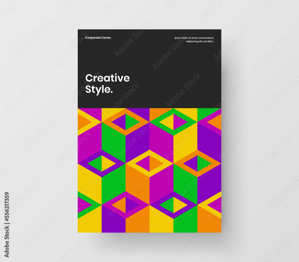 Modern company identity vector design layout. Trendy mosaic pattern front page concept.