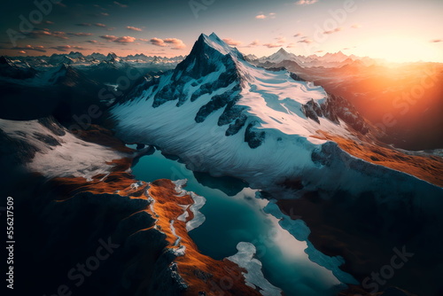 Dramatic view of snow covered mountains