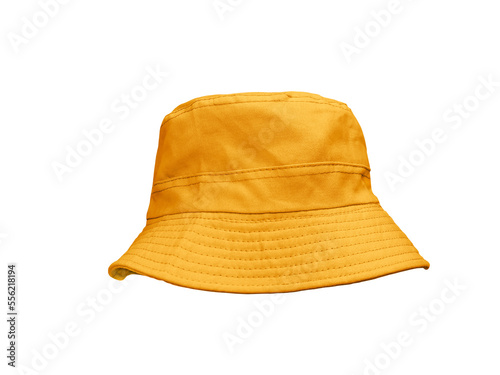Orange bucket hat isolated on white