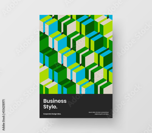 Vivid corporate brochure vector design concept. Amazing geometric shapes flyer illustration.