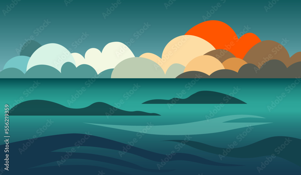 Ocean seacape vector illustration