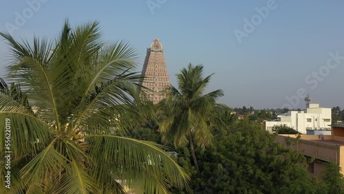 Srirangam temple complex India, aerial drone view 4k Tamil Nadu photo