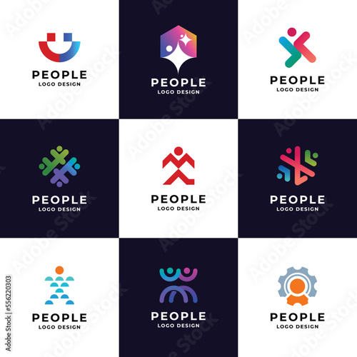 colorful people care logo collection