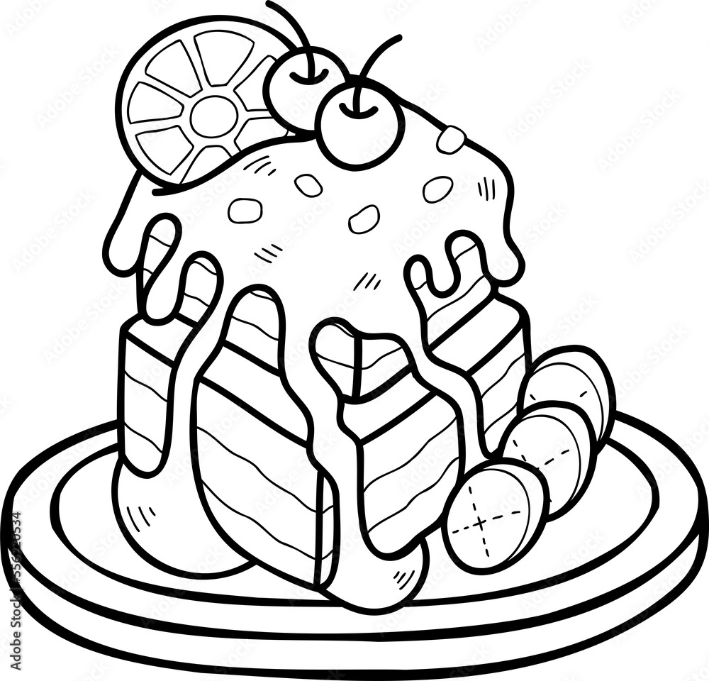 Hand Drawn Chocolate Cake with Lemon illustration Hand Drawn Chocolate Cake with Lemon illustration