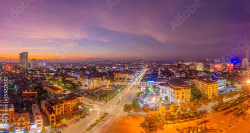 Fototapeta Naklejka Na Ścianę i Meble -  panoramic view of Bac Giang city at night
