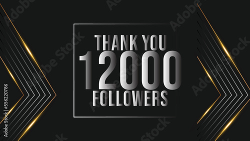 Thank you design Greeting card template for social networks followers, subscribers, like. 12000 followers. 12k followers celebration
