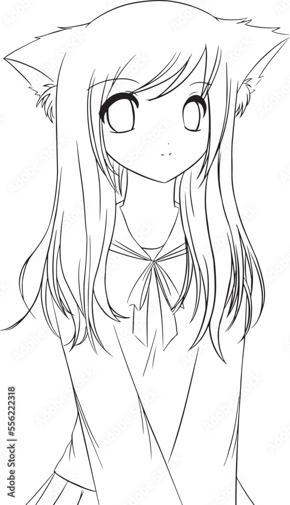 Sketch Of A Cute Anime Girl Anime Girl Lineart Drawing Vector sketch-of-a-cute-anime-girl-anime-girl-lineart-drawing-vector