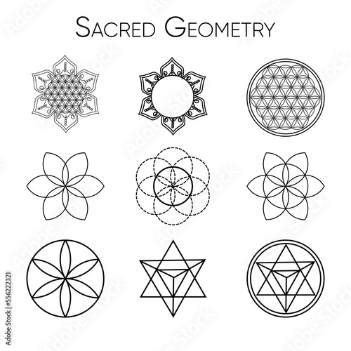 sacred geometry outline shapes vector set