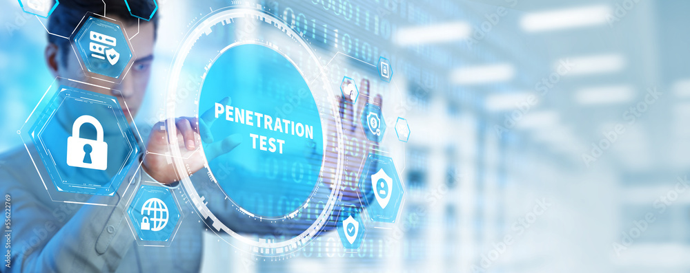 Obraz premium PENETRATION TEST inscription, cyber security concept.