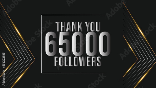 Thank you design Greeting card template for social networks followers, subscribers, like. 65000 followers. 65k followers celebration 